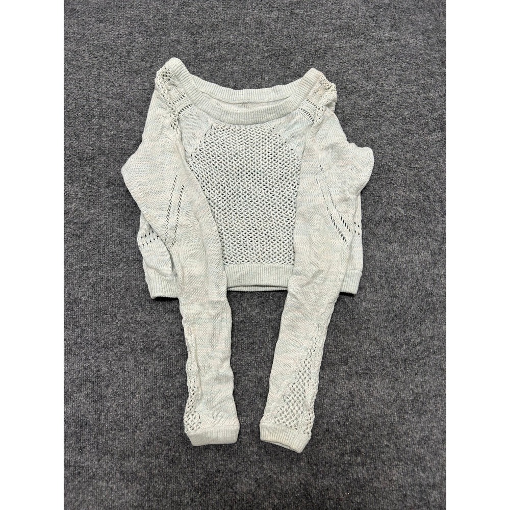Lululemon Sweater Womens Size 4 Light Blue Open Knit Mesh Cropped Athletic Top